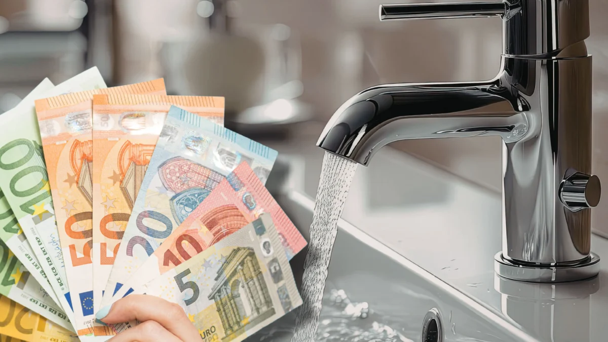 Das Bild auf 5min.at zeigt einen Wasserhahn und Geld.