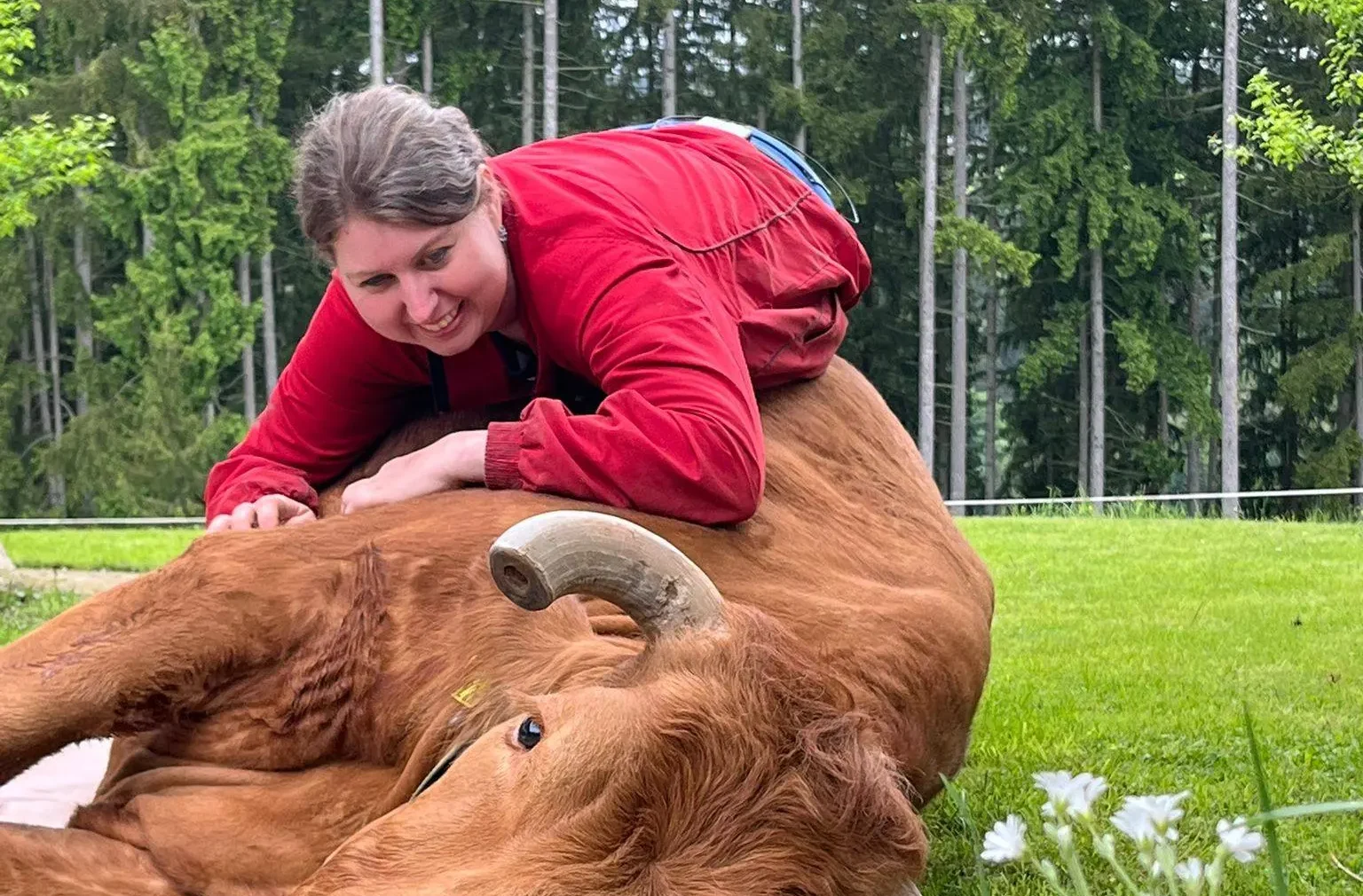 Das Bild auf 5min.at zeigt Steirerin Kerstin mit einer Kuh.