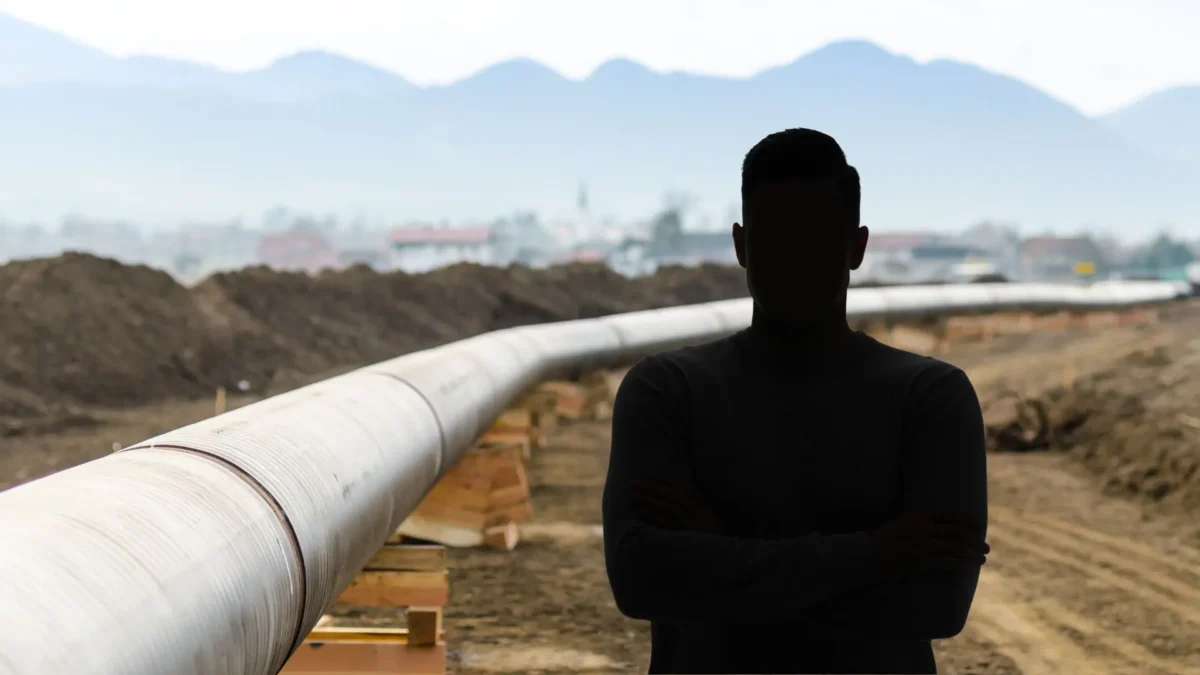 Das Bild auf 5min.at zeigt eine Pipeline und eine Silhouette.