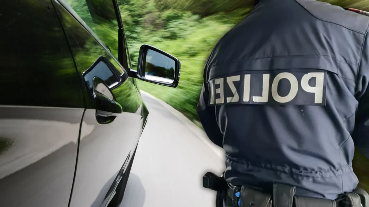 Das Bild zeigt ein Auto und einen Polizisten auf www.5min.at.