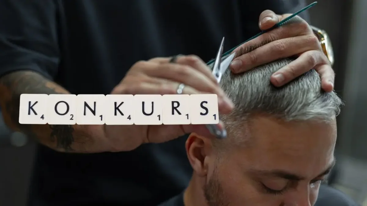 Bild auf 5min.at zeigt einen Friseur und ein Konkurszeichen