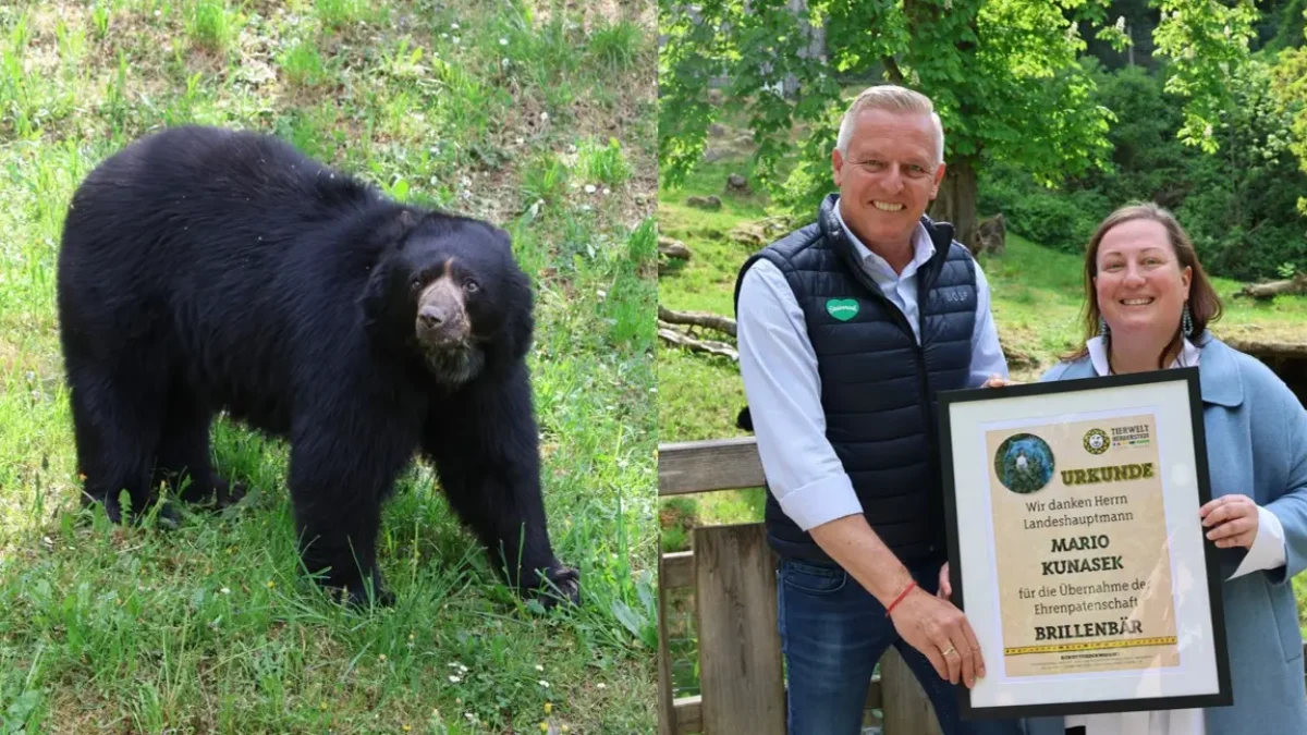 Landeshauptmann Mario Kunasek mit der Geschäftsleiterin der Tierwelt Herberstein, Karin Winkler.